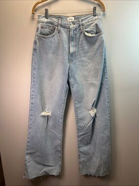 Hudson Jolene Jeans Light Blue Wide-Leg Jeans with Knee Rips